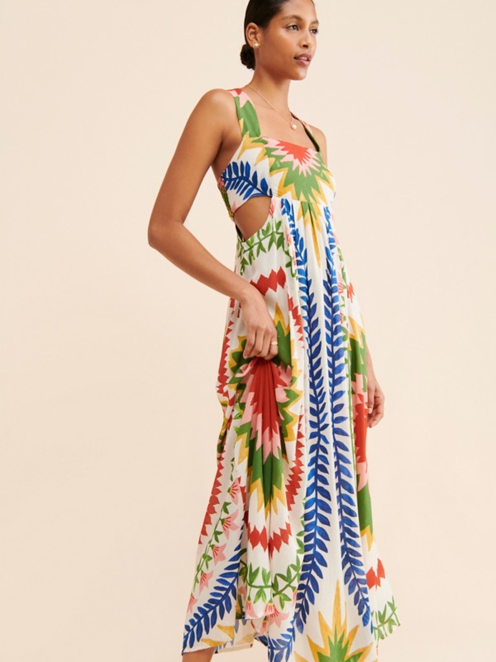 Anthropologie Multicolor Sunburst Cutout Maxi Dress